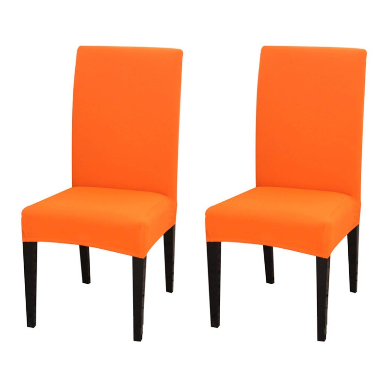 Dimatic 6 Pack Dining Chair Covers, Stretch Spandex Removable Washable Protector Chair Slipcovers for Dining Room Kitchen Hotel (Orange) - Image 1